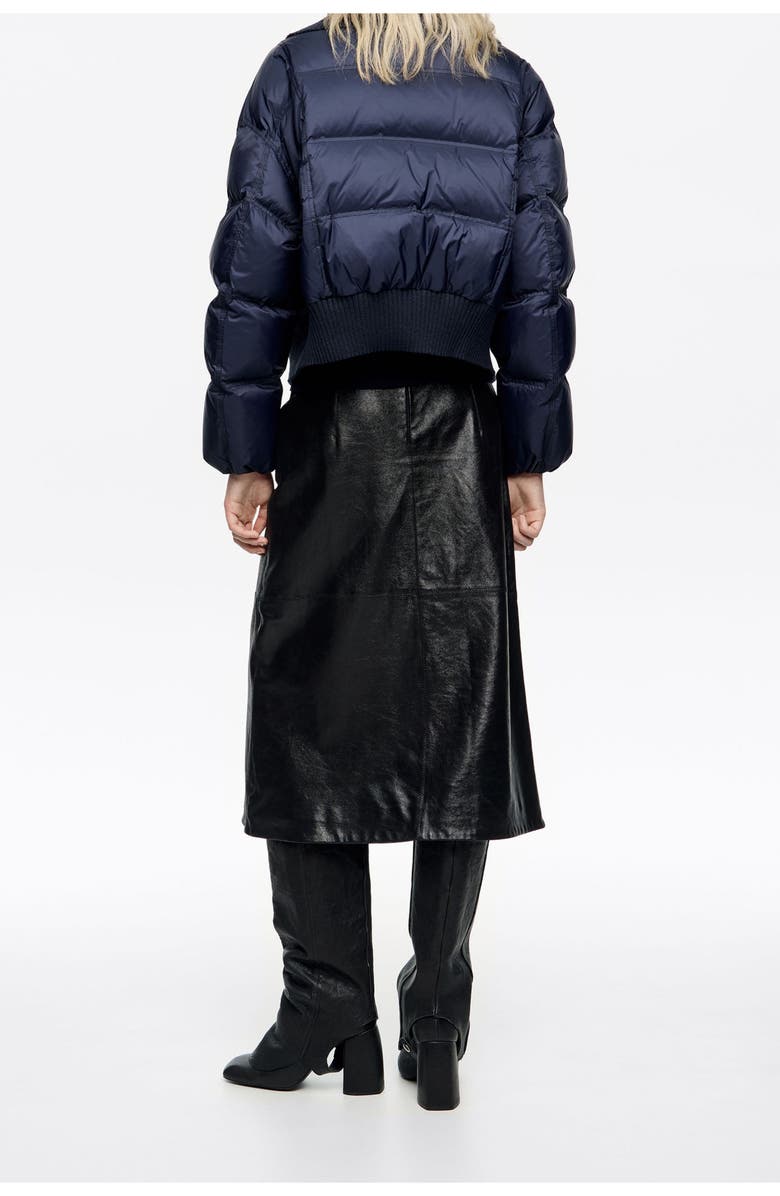 Bimba y Lola Down Jacket With Maxi Knit Neck, Alternate, color, Dark Navy