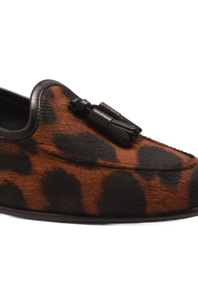Santoni Women's Andrea Leopard Tassel Loafer, Alternate, color,