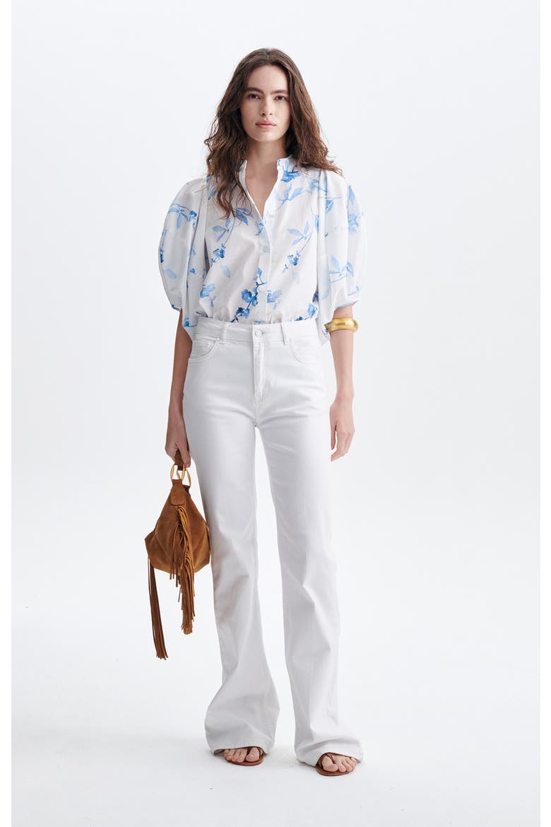 Felicie Puff Sleeve Floral Blouse, Alternate, color, Ecru