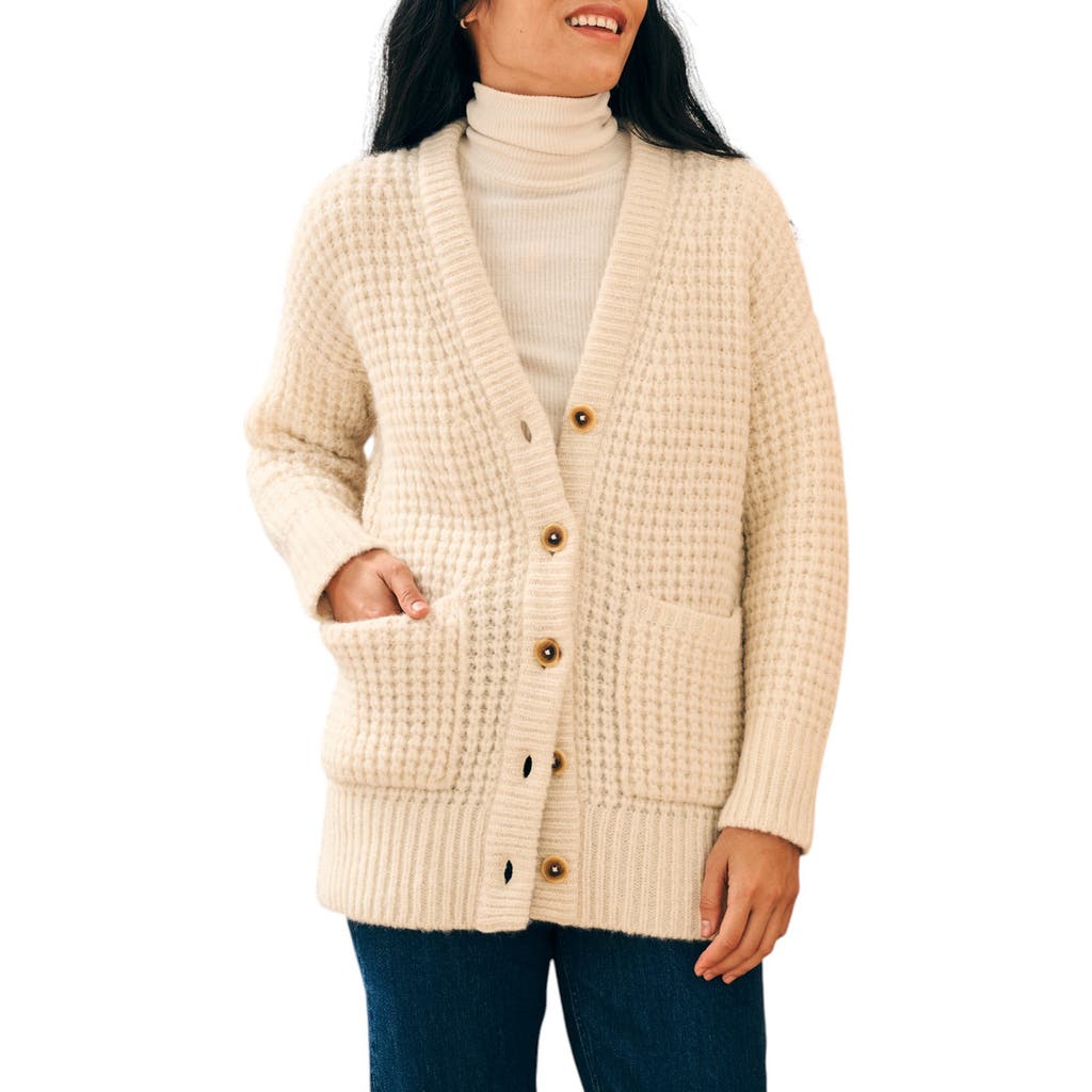 Faherty Frost Waffle Knit Cardigan In Neutral