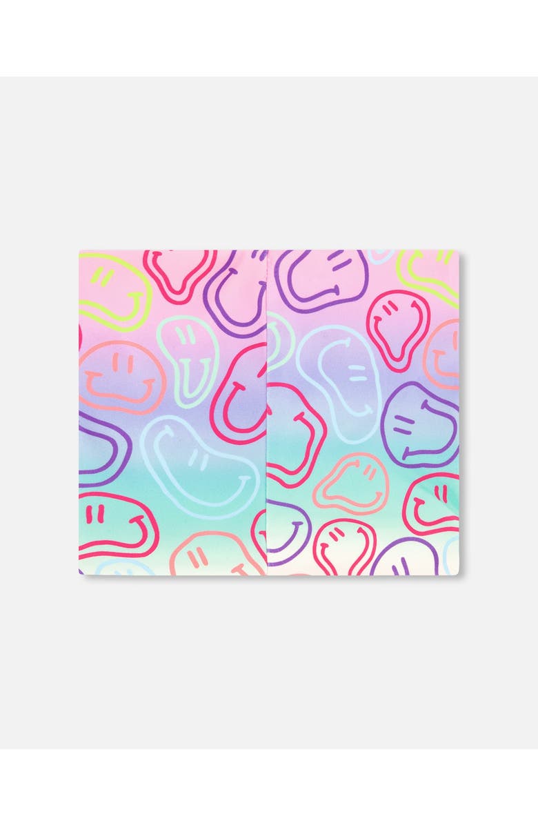 Deux par Deux Girl Stretch Jersey Smileys Neck Tube, Alternate, color, Multicolored Printed Smileys