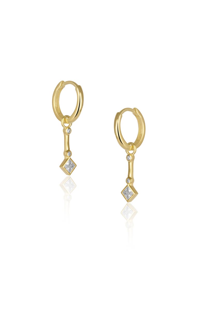 Spero London Sterling Silver Rhombus Drop Hoop Earring, Main, color, Gold