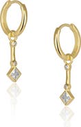 Spero London Sterling Silver Rhombus Drop Hoop Earring