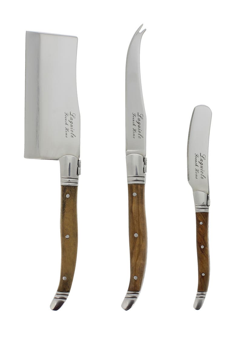 3-Piece Laguiole Connoisseur Olive Wood Cheese Set, Main, color, OLIVE WOOD