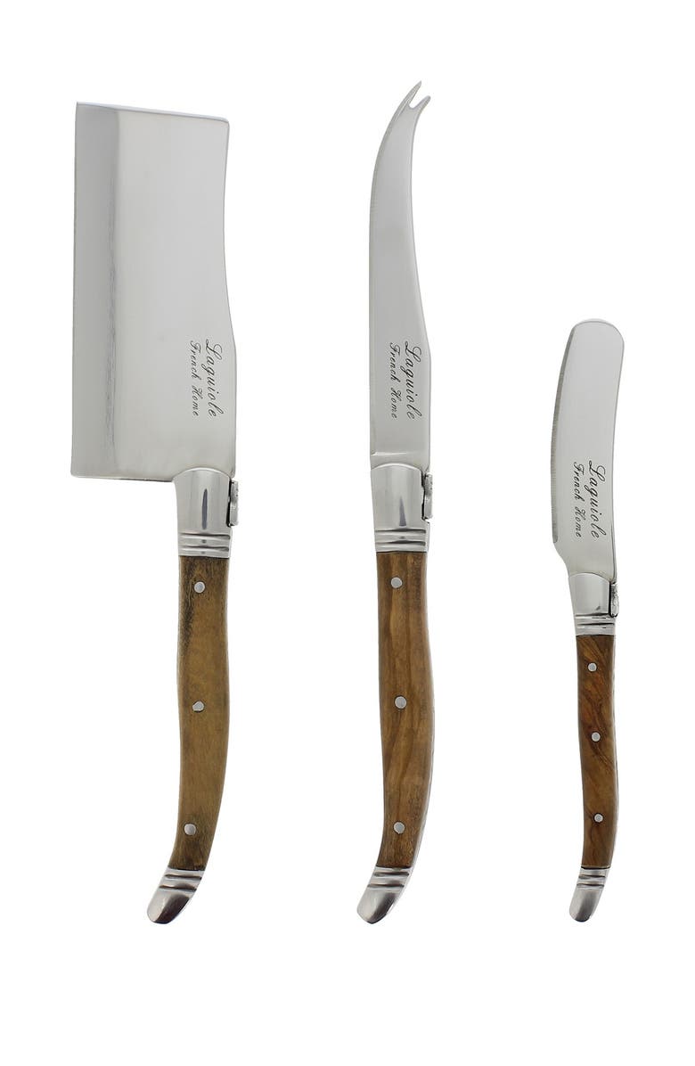 FRENCH HOME 3-Piece Laguiole Connoisseur Olive Wood Cheese Set, Main, color, Olive Wood