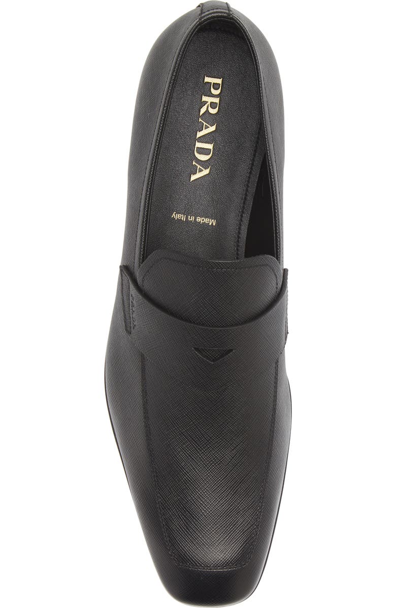 Prada Saffiano Leather Penny Loafer, Alternate, color, Black