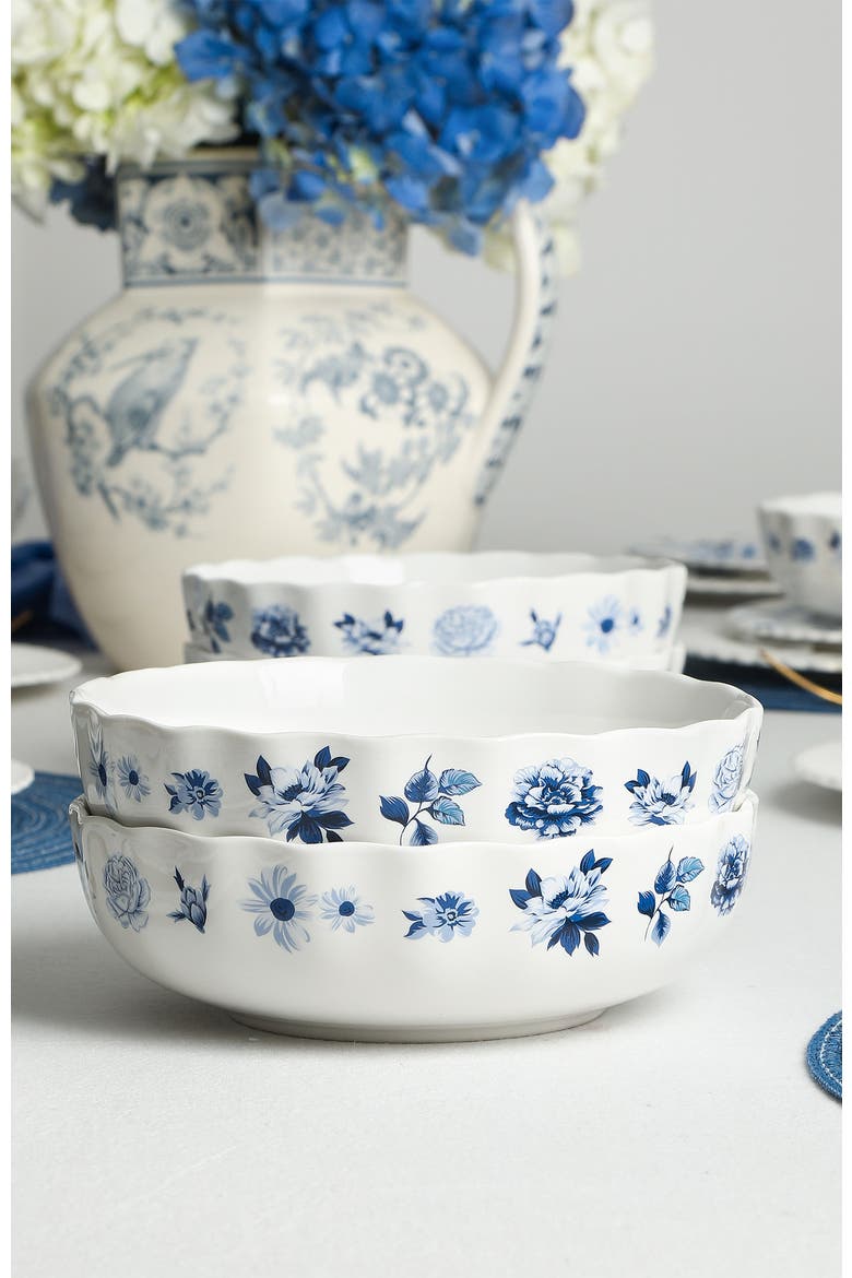 Fiore New Bone China Bowl Set of 4, Alternate, color, Blue