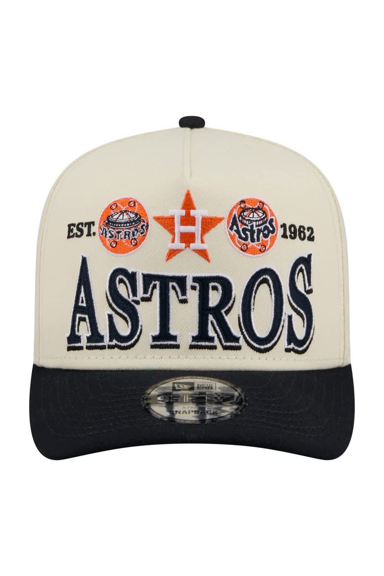 Men's New Era Cream Houston Astros Throwback Tri-Hit A-Frame 9FIFTY Adjustable Hat, Alternate, color, Cream