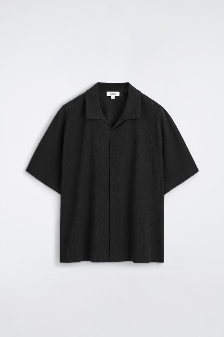 Crinkled-cotton Shirt, Alternate, color, BLACK