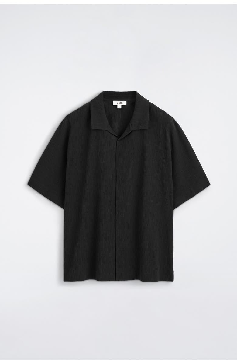 COS Crinkled-cotton Shirt, Alternate, color, Black