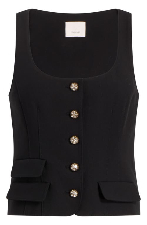 Cinq À Sept Lovina Crystal-button Vest In Black