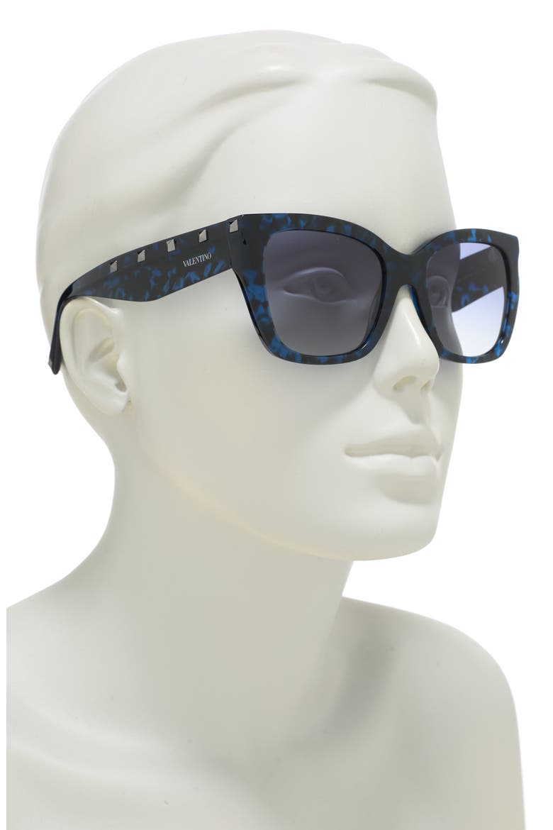 53mm Rockstud Cat Eye Sunglasses, Alternate, color, HAVANA BLUE / GRADIENT BLUE