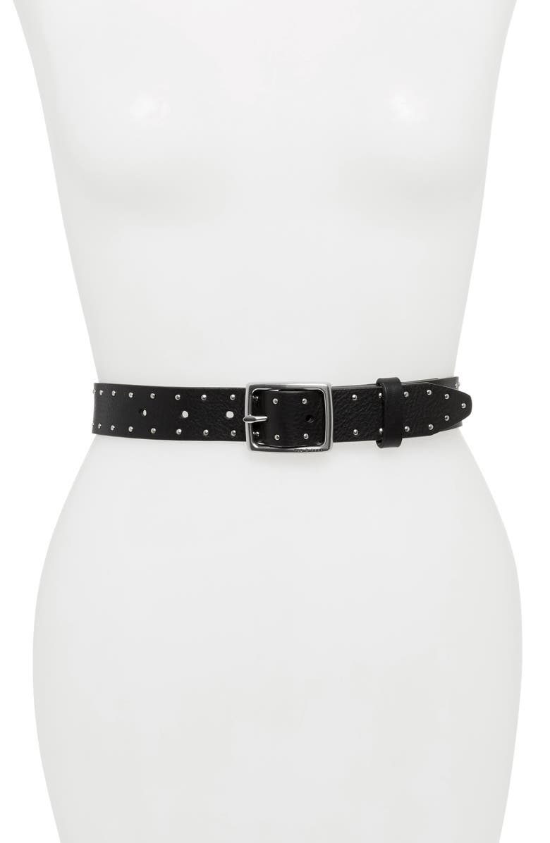 rag & bone Boyfriend Studded Leather Belt, Main, color, 