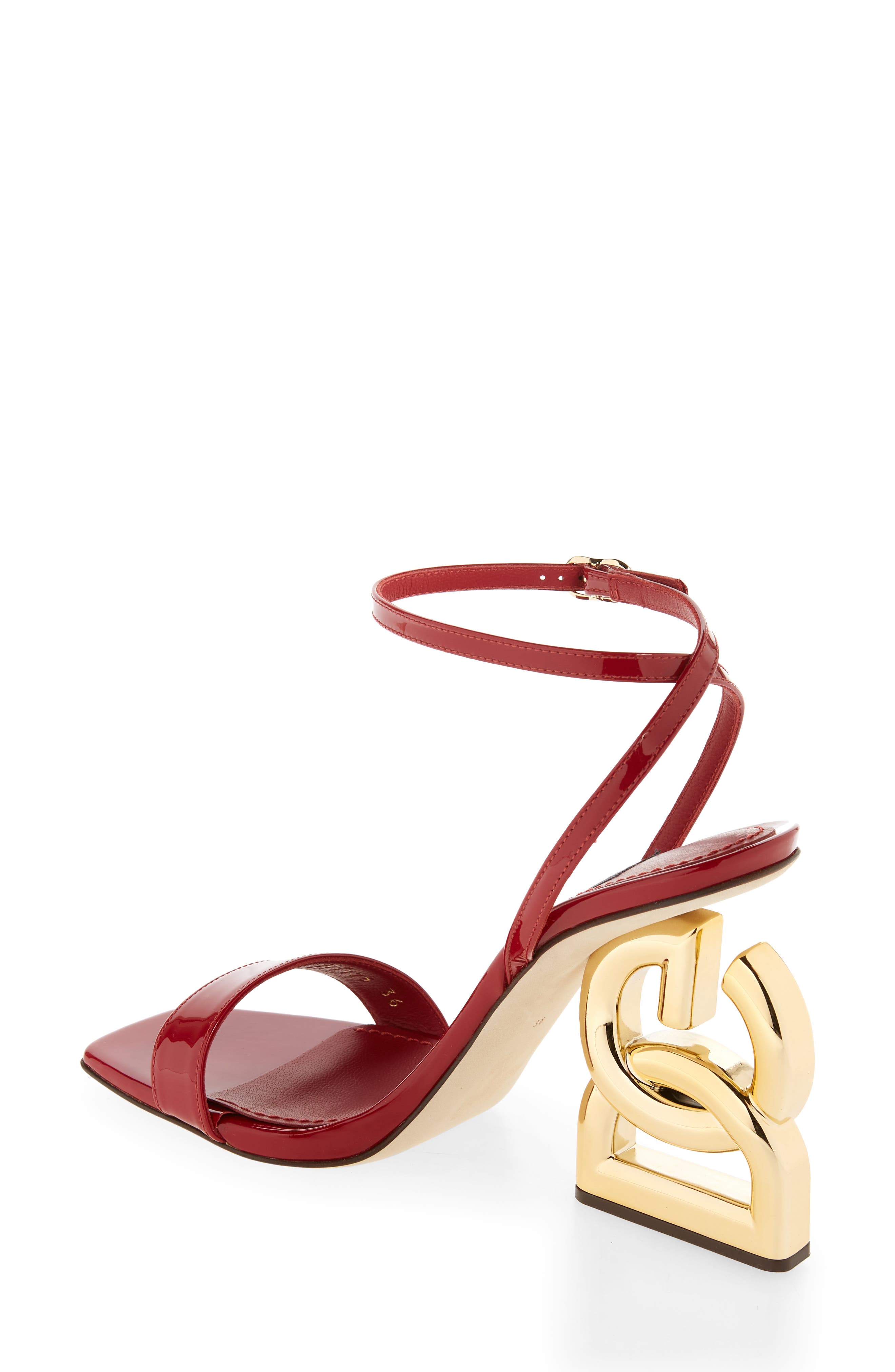 Logo Heel Ankle Strap Sandal, Alternate, color, ROSSO