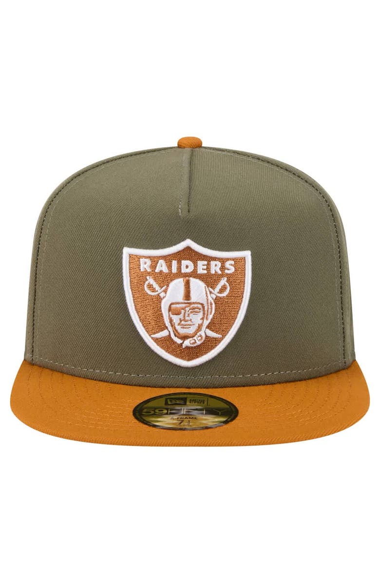 New Era Men's New Era  Olive/Brown Las Vegas Raiders Color Pack A-Frame 59FIFTY Fitted Hat, Alternate, color, 