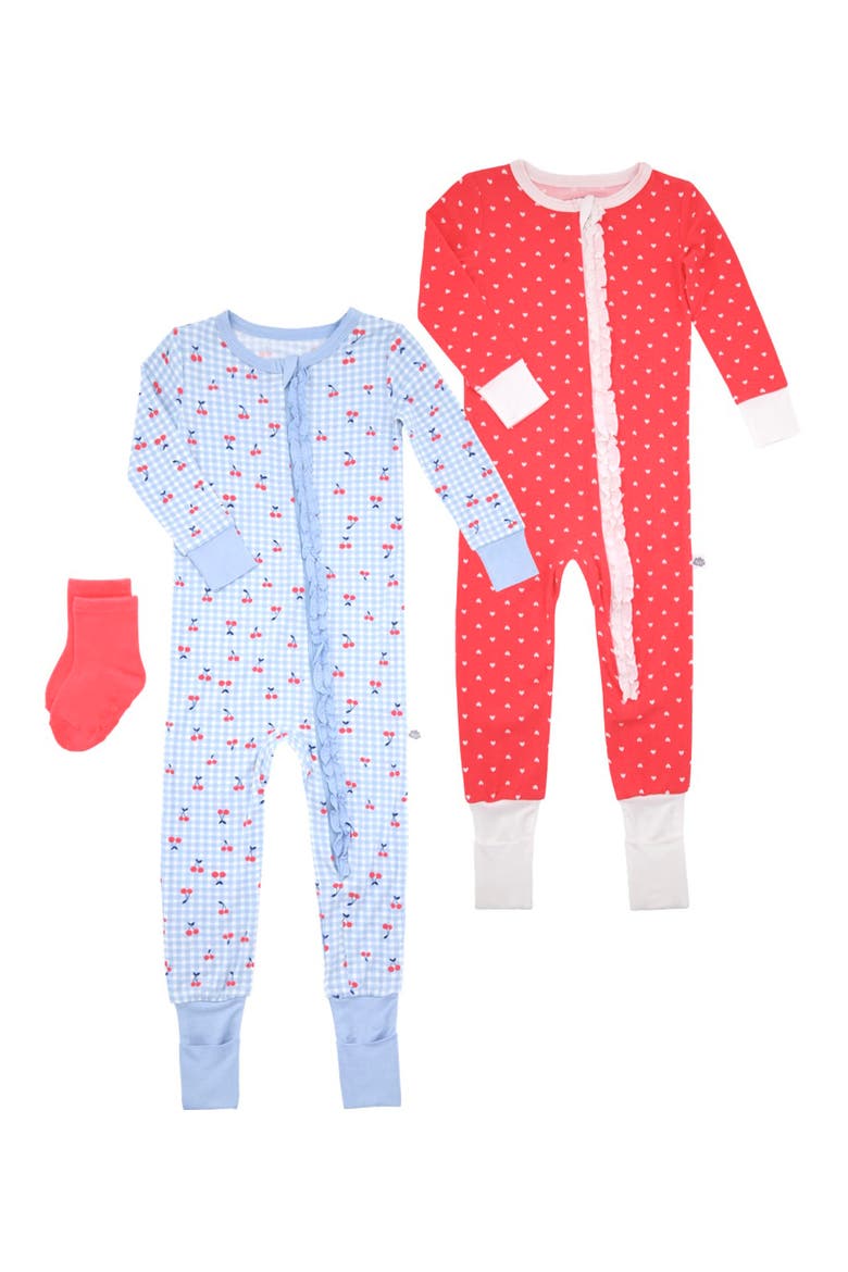 Kids' Assorted 2-Pack Pajamas & Socks Set, Main, color, BLUE/ RED