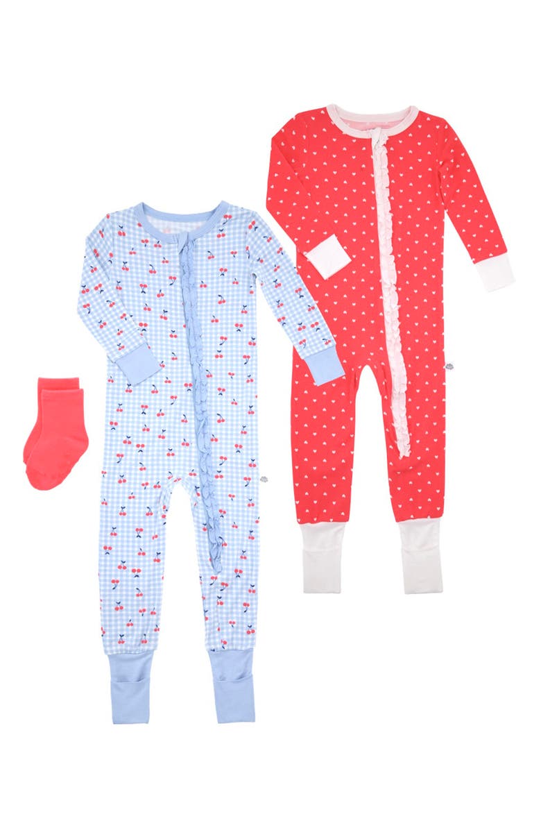 SLEEP ON IT Kids' Assorted 2-Pack Pajamas & Socks Set, Main, color, Blue/ Red