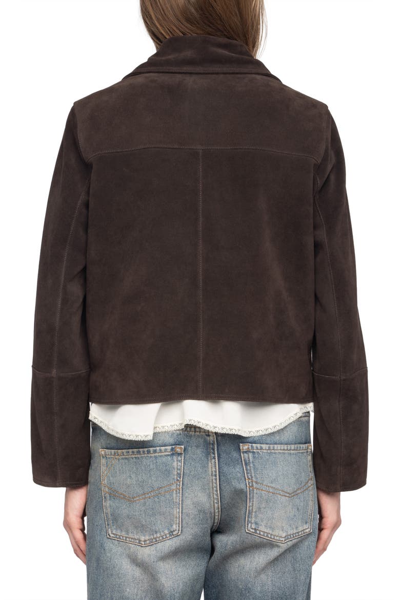 Lessa Suede Jacket, Alternate, color, DARK CHOCOLATE