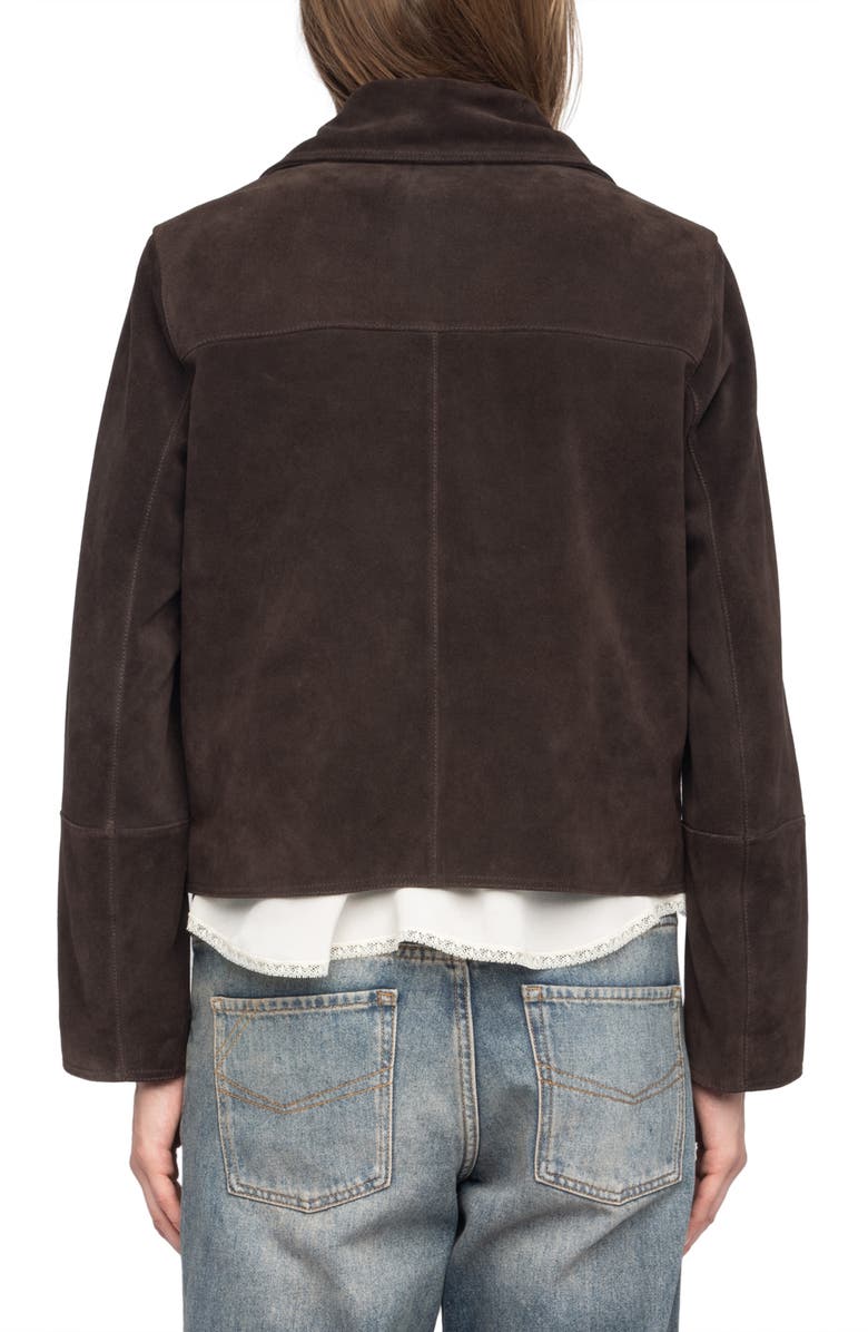 Zadig & Voltaire Lessa Suede Jacket, Alternate, color, Dark Chocolate