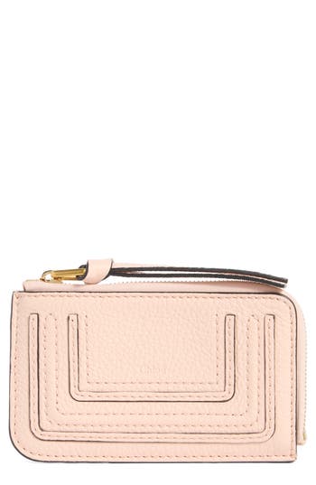 Chloé Pebbled Leather Zip Coin Purse In Pink
