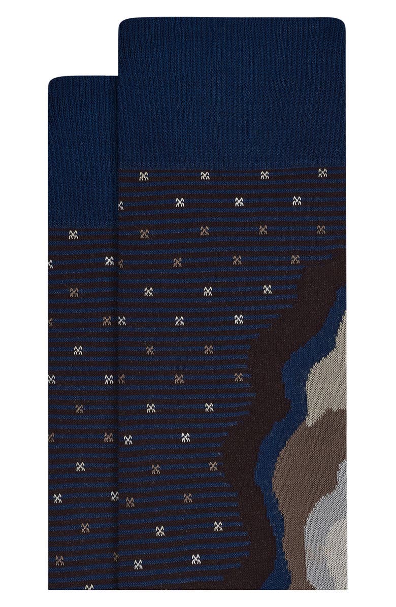 Bugatchi Abstract Mercerized Cotton Blend Dress Socks, Alternate, color, Mocha
