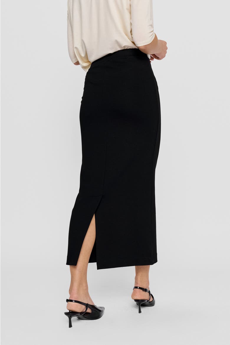 Lala Straight Jersey Midi Skirt, Alternate, color, Black