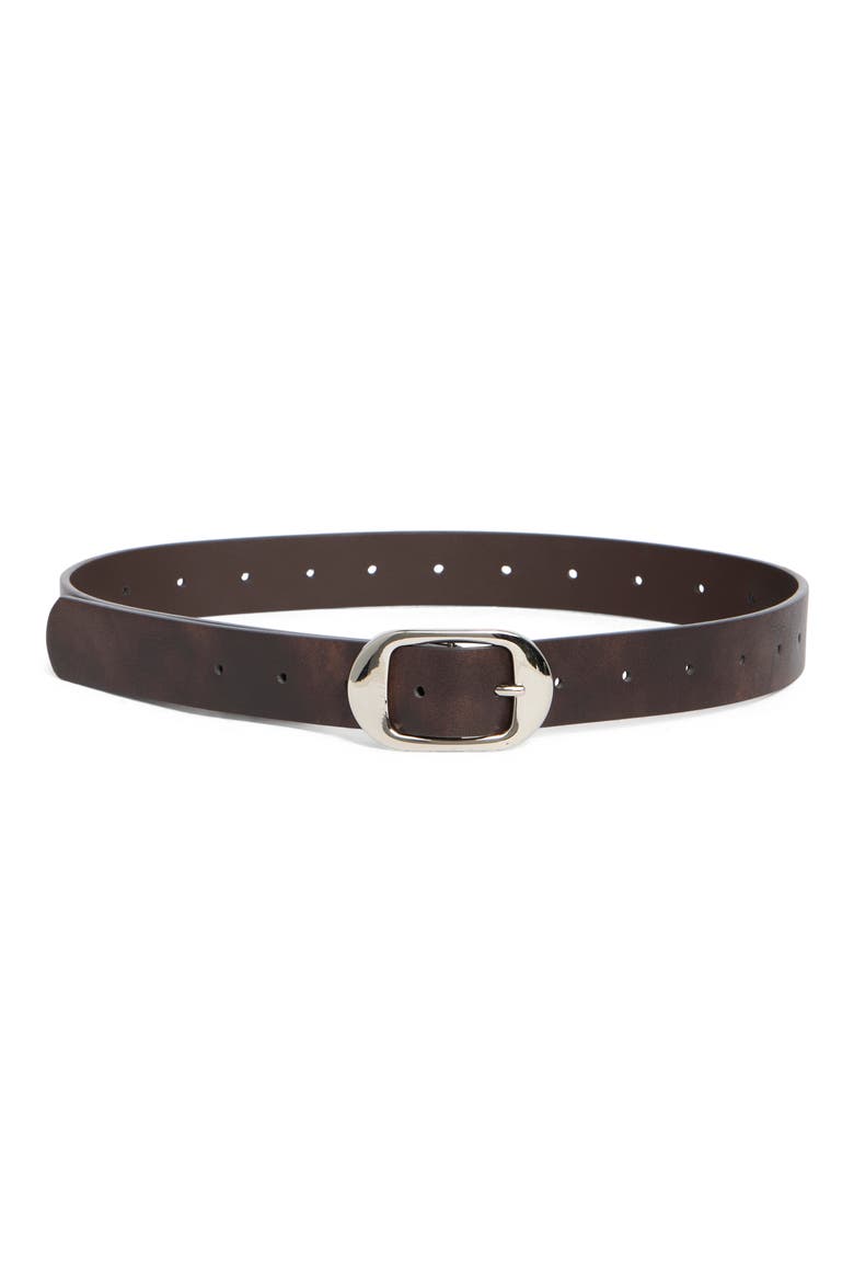 Perforated Reversible Faux Leather Belt, Main, color, DARK CHOCOLATE