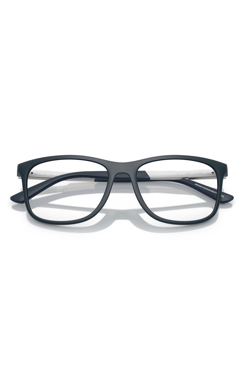 Emporio Armani 53mm Pillow Optical Glasses, Alternate, color, Matte Dark Blue / Demo Lens