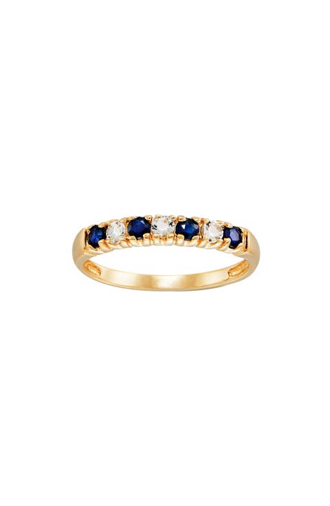 Alternating Sapphire & White Topaz Ring