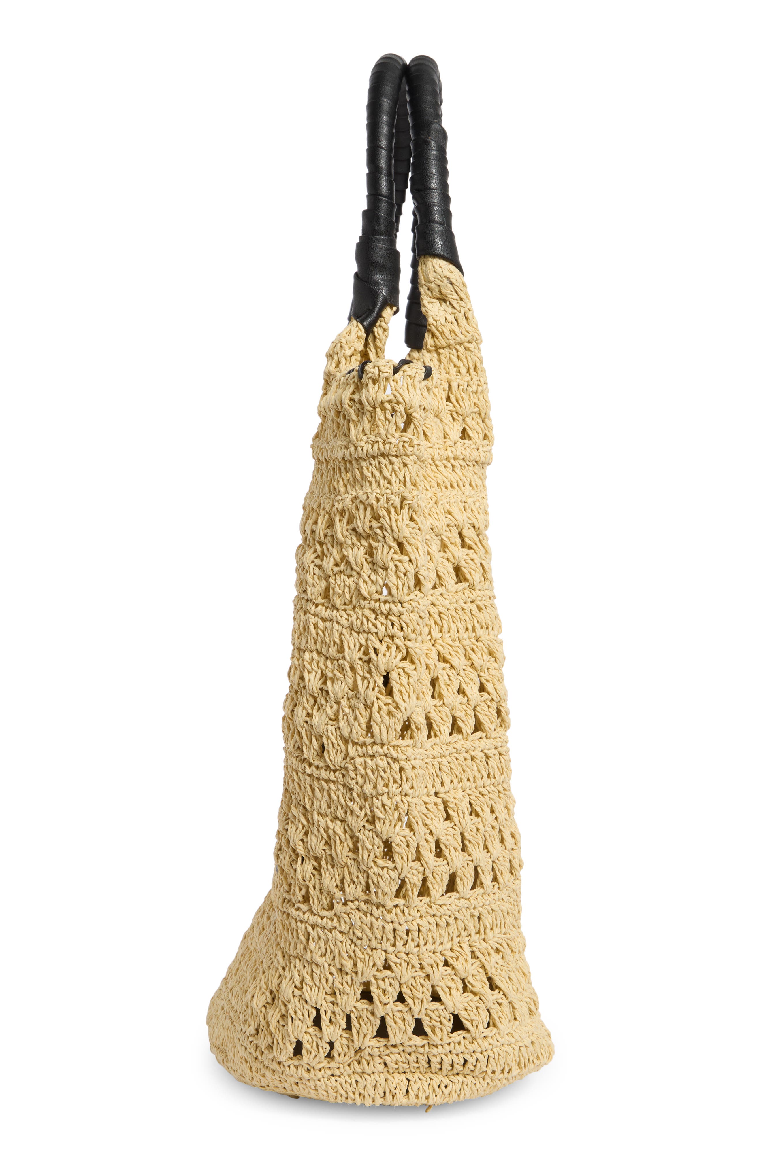 Woven Raffia Tote Bag, Alternate, color, NATURAL BLACK