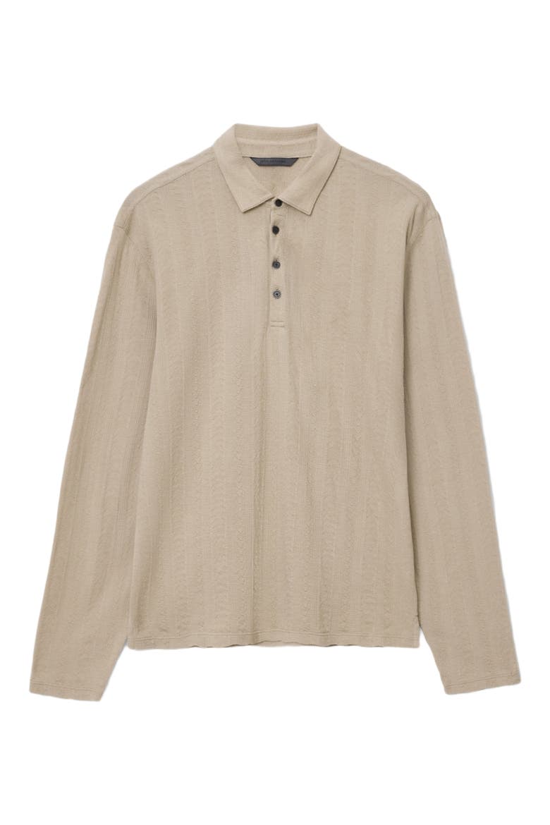 Jalen Three Color Marl Jacquard Long Sleeve Polo, Alternate, color, TERRA BROWN