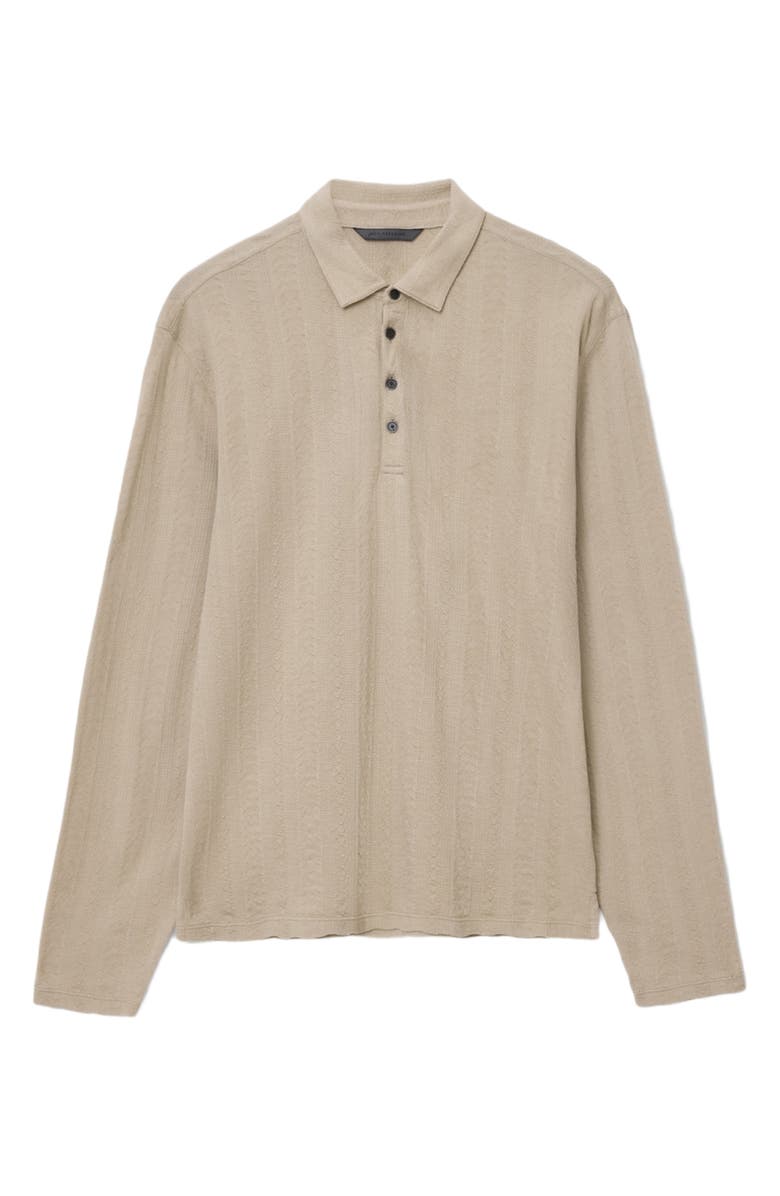John Varvatos Jalen Three Color Marl Jacquard Long Sleeve Polo, Alternate, color, Terra Brown