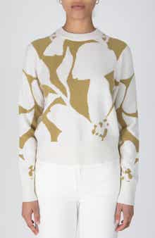 Derek Lam 10 Crosby Antoine Intarsia Wool Blend Crop Sweater