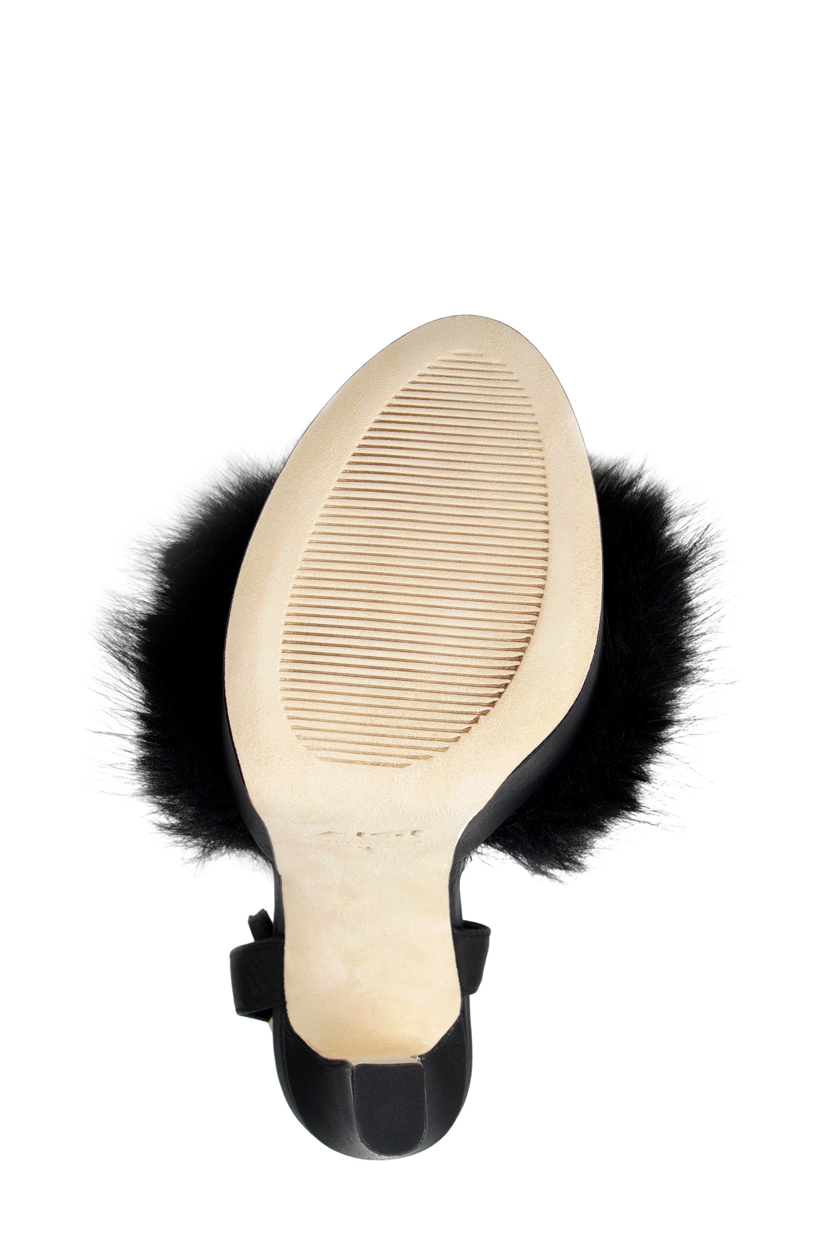 Travvy Faux Fur Platform Sandal, Alternate, color, BLACK