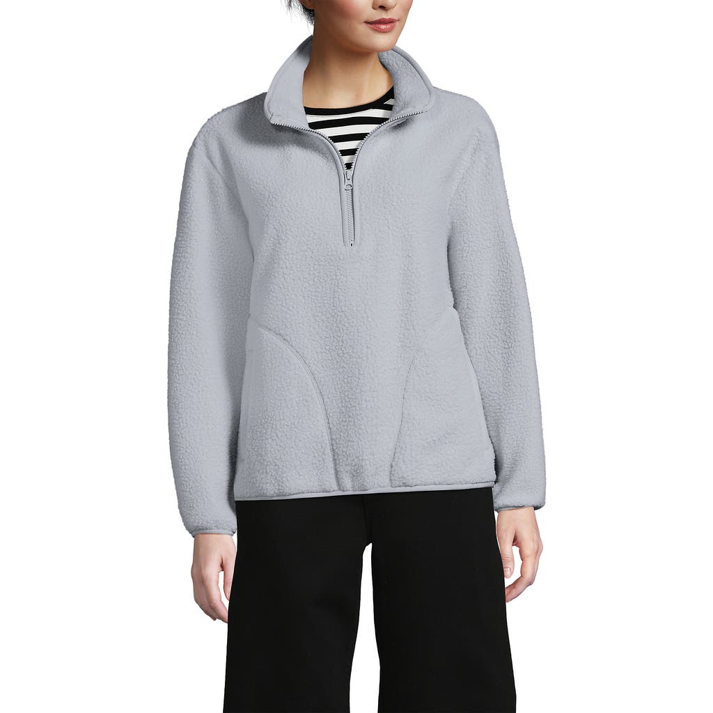 Lands' End Half Zip Cozy High Pile Fleece Pullover In Gray