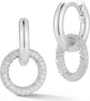 GLAZE JEWELRY Pavé Cubic Zirconia Circle Drop Huggie Hoop Earrings