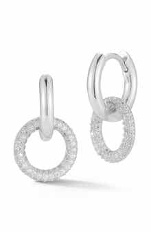 GLAZE JEWELRY Pavé Cubic Zirconia Circle Drop Huggie Hoop Earrings