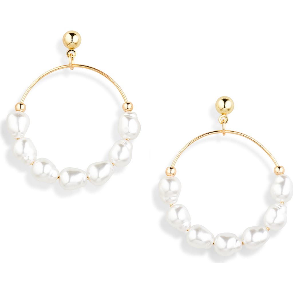 Bp. Faux Pearl Frontal Hoop Earrings