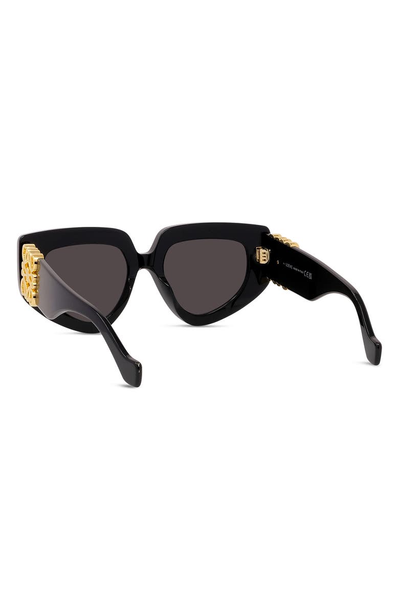 Loewe Anagram 51mm Geometric Sunglasses, Alternate, color, Shiny Black / Smoke