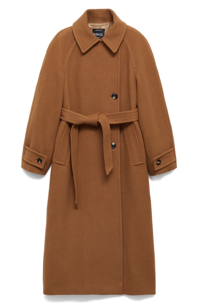 MANGO Wool Blend Belted Coat, Alternate, color,
