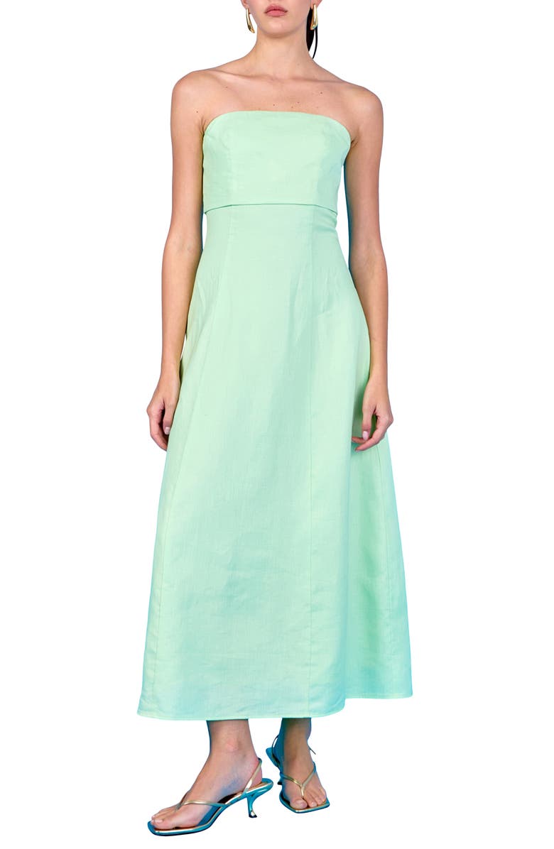 Endless Rose Folded Strapless Maxi Dress, Main, color, Pistachio