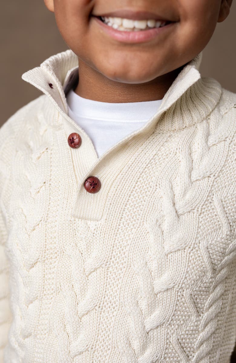 Hope & Henry Baby Boys' Organic Mock Neck Cable Sweater, Infant, Alternate, color, 