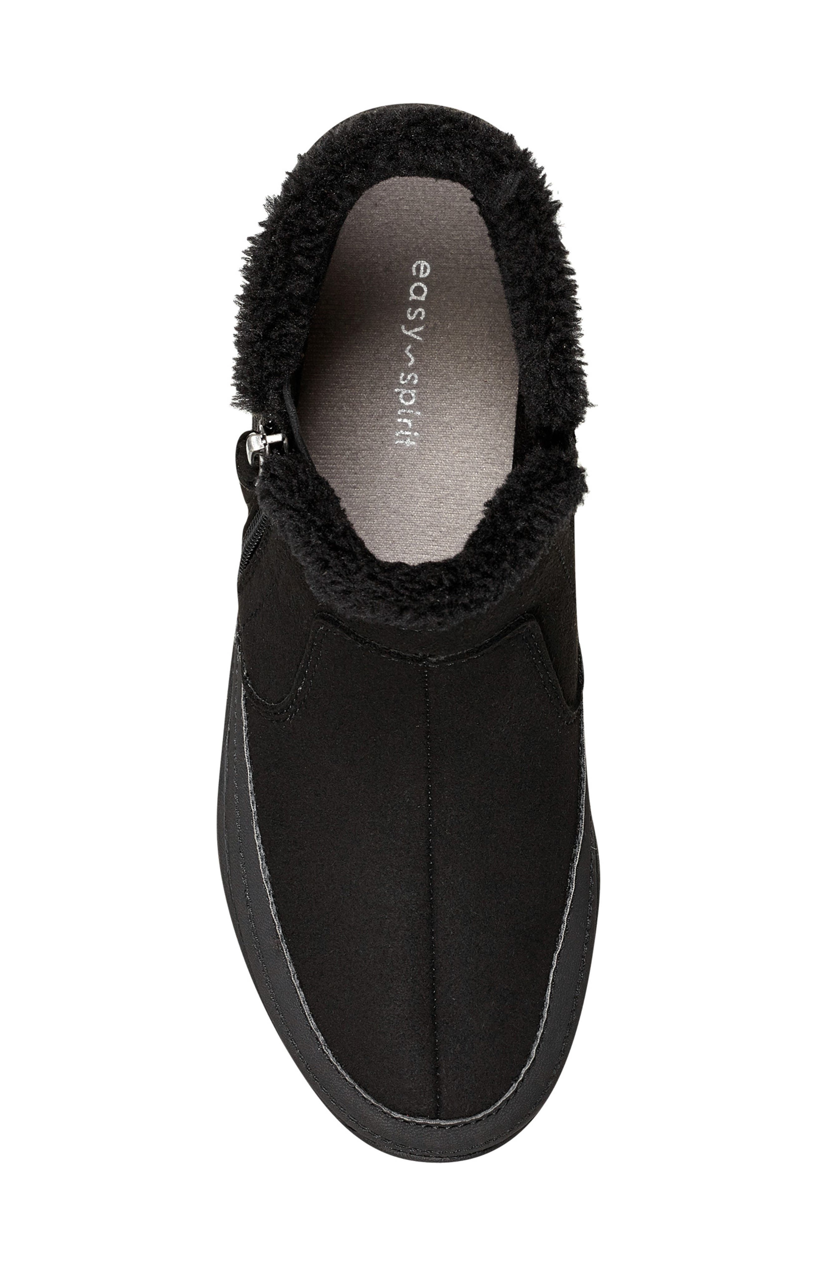 Easy Spirit Verry Faux Shearling Zip Bootie, Alternate, color, Black