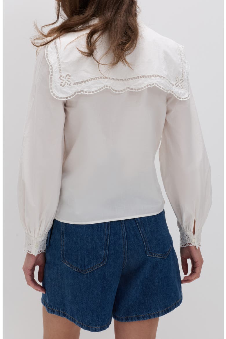 Broderie Collar Shirt, Alternate, color, SOFT WHITE