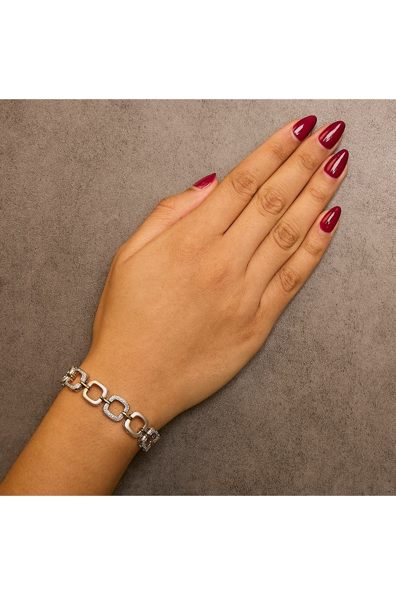 Silver Diamond Accent Open Box Link Bracelet, Alternate, color, Yellow
