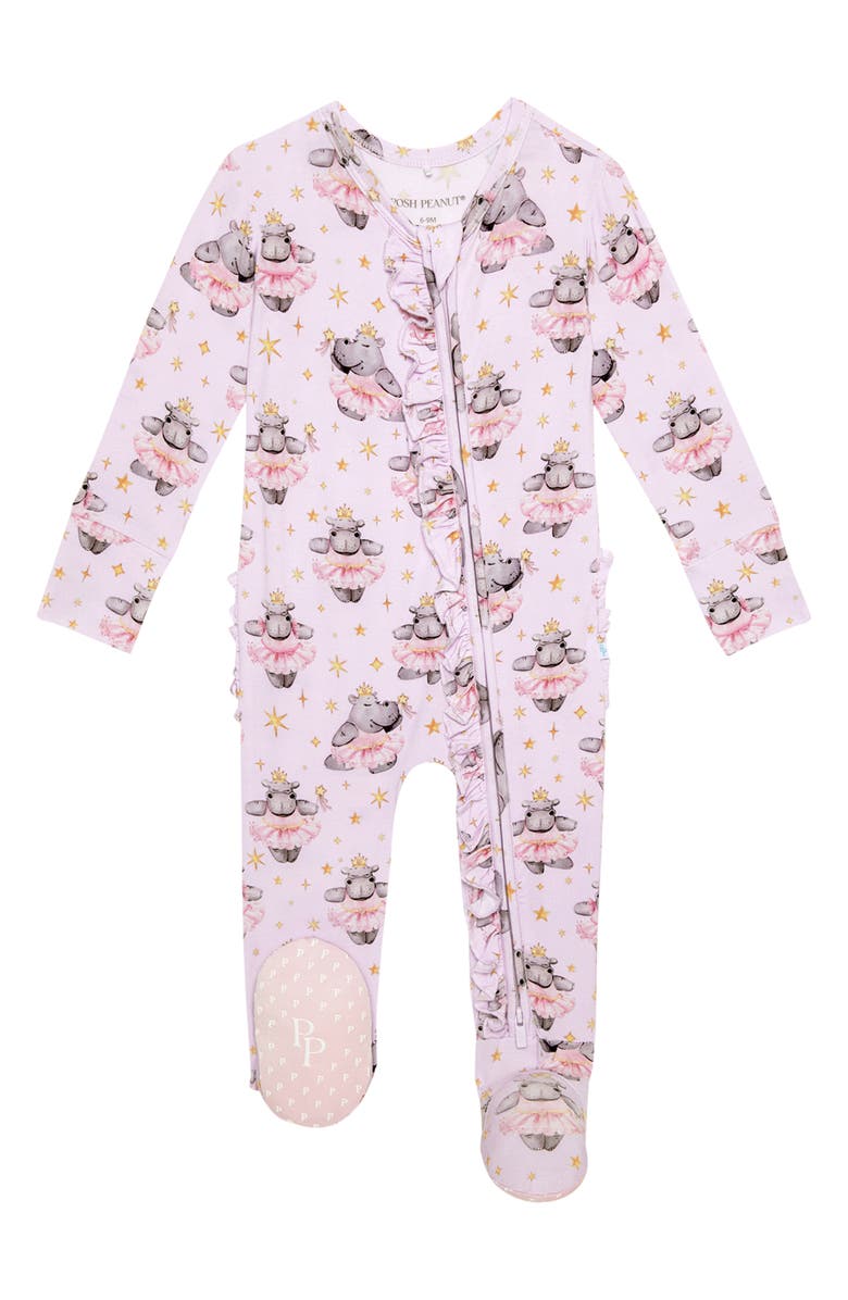 Posh Peanut Philomena Ruffle Zip Footie, Main, color, 