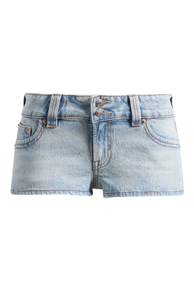 Tatum Stripe Low Rise Denim Micro Shorts, Alternate, color, DARK INDIGO