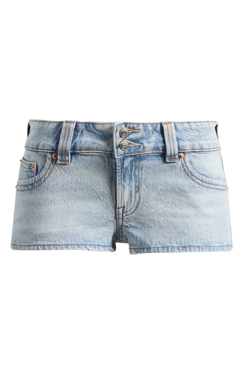 PacSun Tatum Stripe Low Rise Denim Micro Shorts, Alternate, color, Dark Indigo