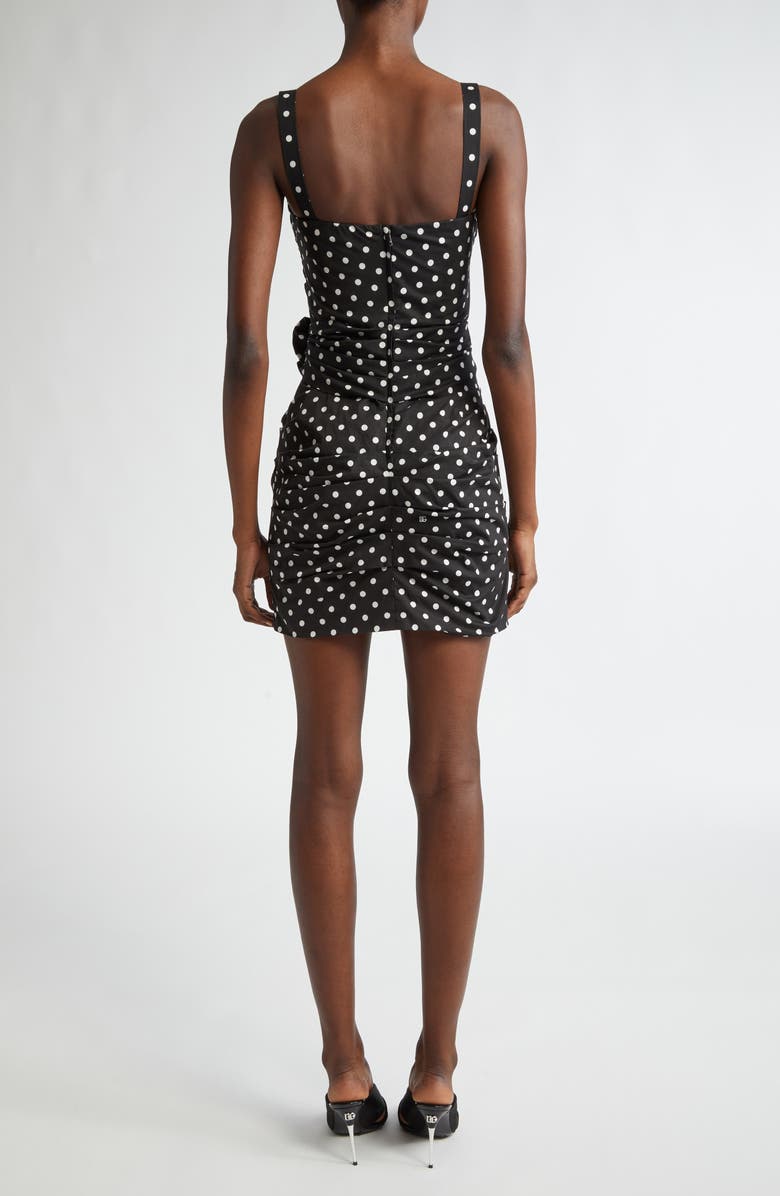 Dolce&Gabbana Polka Dot Bow Ruched Minidress, Alternate, color, 