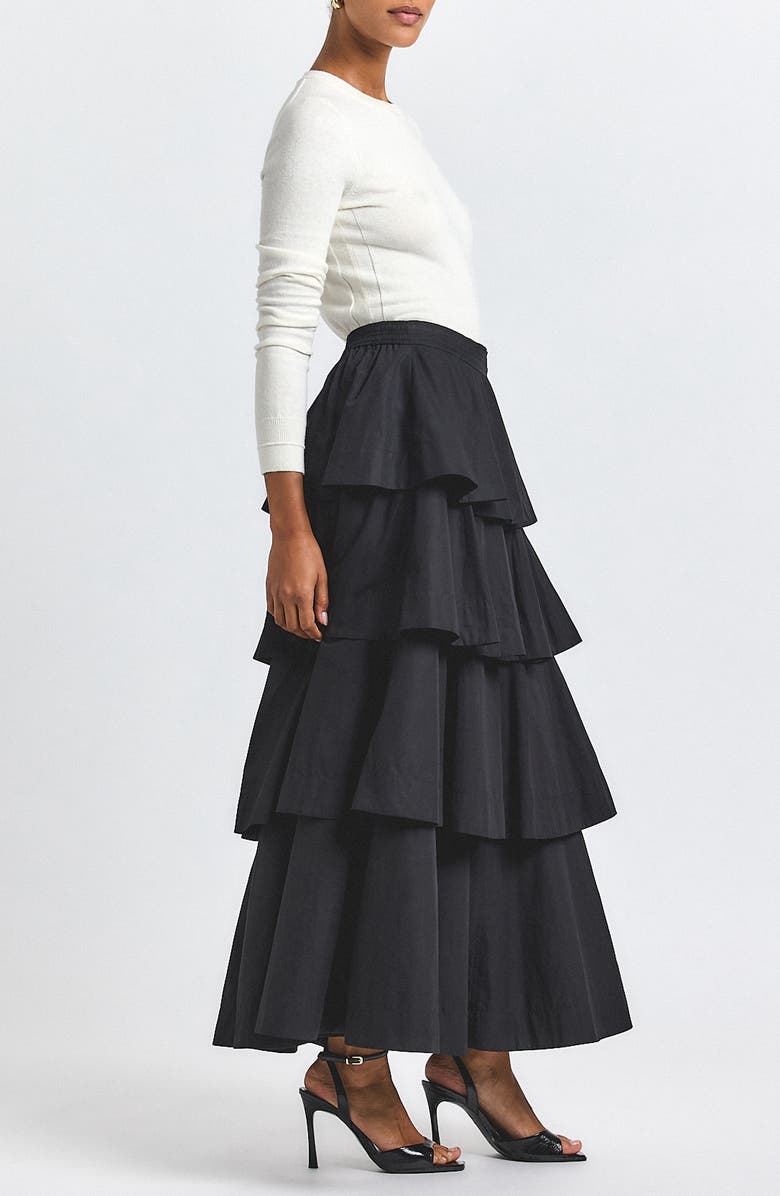 Derek Lam 10 Crosby Perla Ruffle Tiered Maxi Skirt, Alternate, color, Black